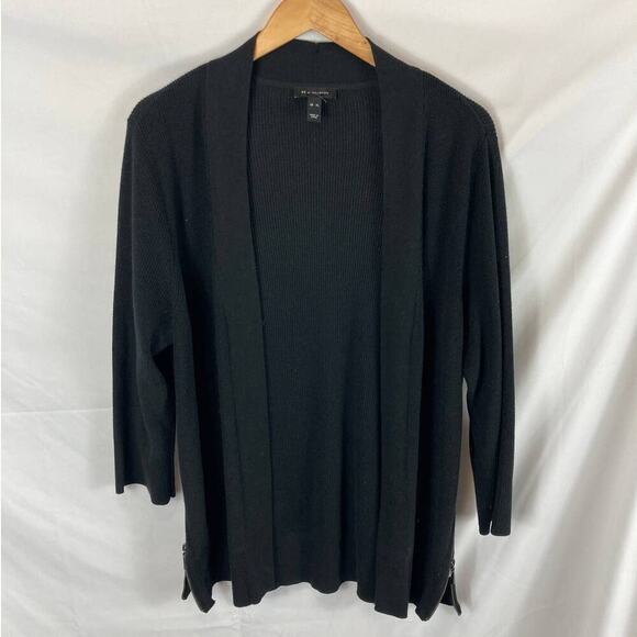 H By Halston Black Ribbed Cardigan Side Zip Size XL - Picture 1 of 6